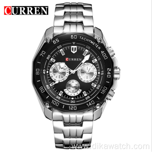 CURREN 8077 Men's Stainless Steel Wristwatches Fashion Military Sports Quartz Wristwatch